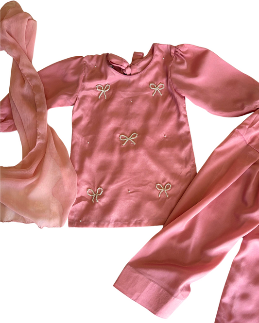 Blush Bows 3-piece Farshi Shalwar