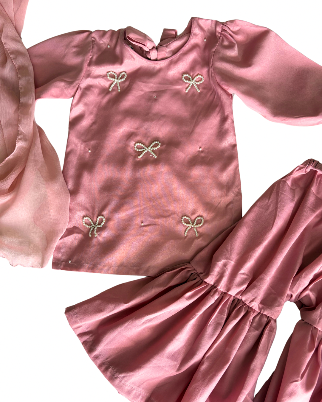 Blush Bows 3-Piece Gharara set