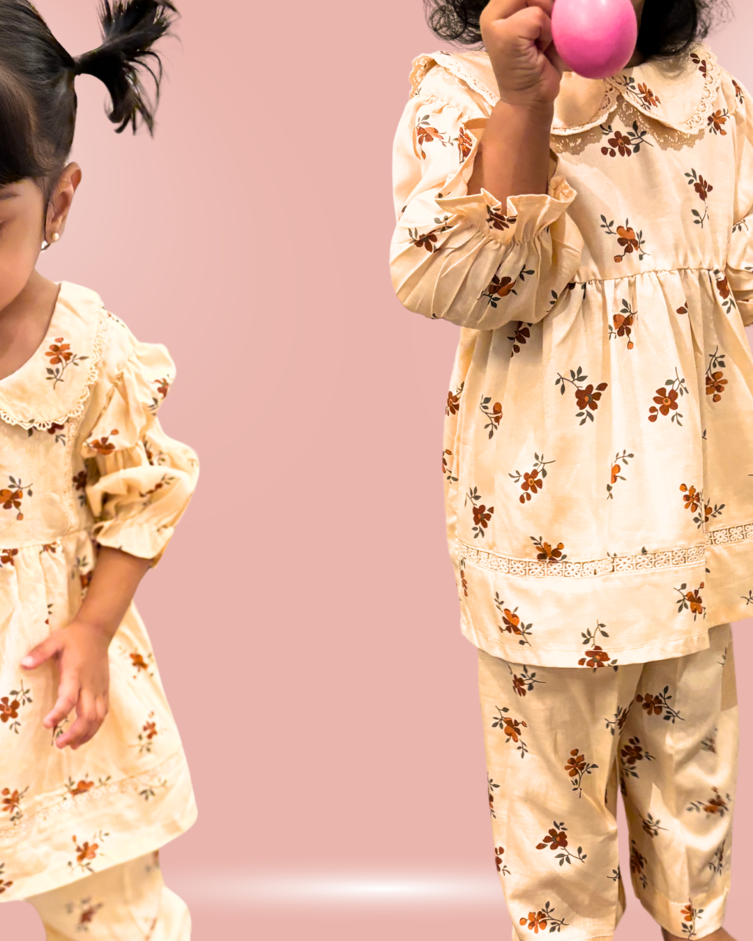 Vintage Cream Girls (2-Piece) Co-ord Set