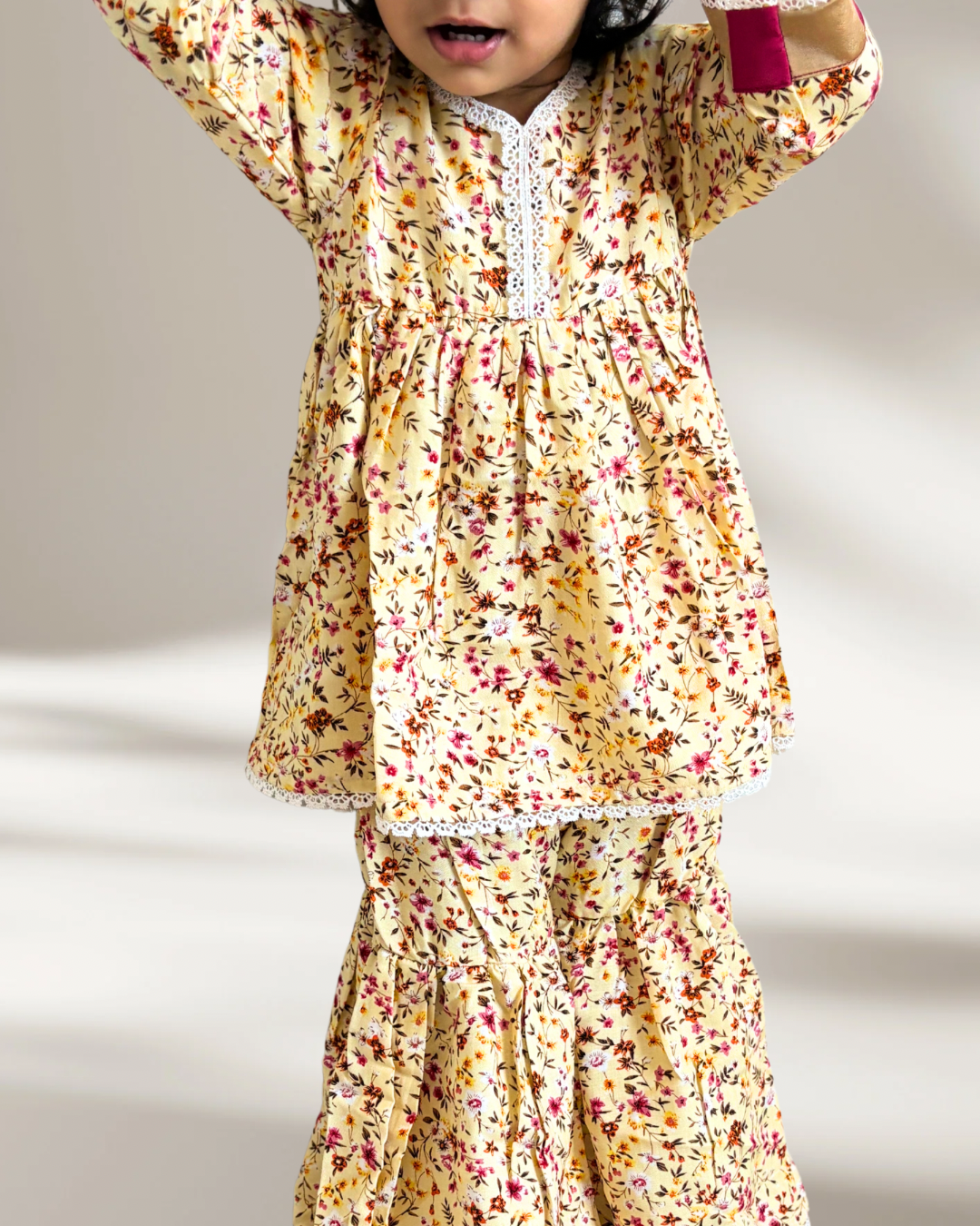 Sunset Peony Gharara Girls (2-Piece) Co-ord Set